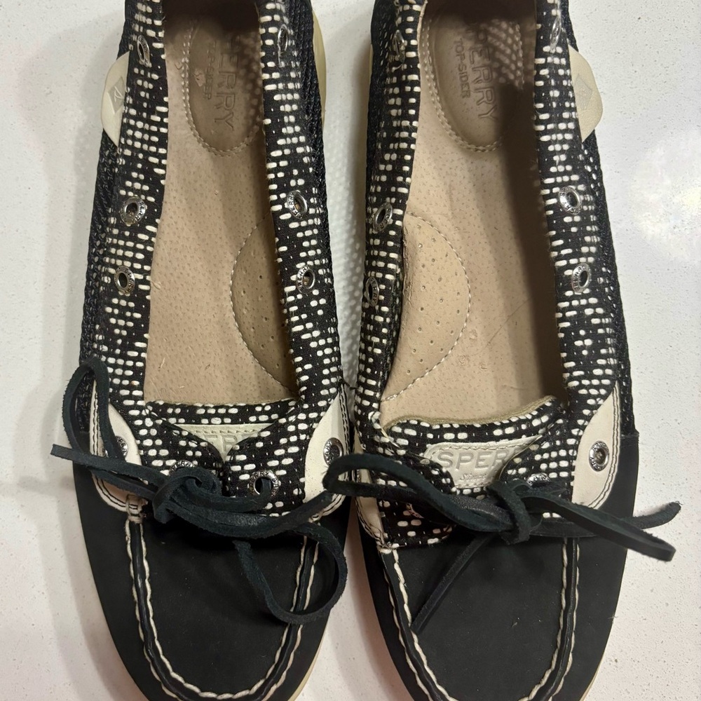 Sperry Women's Black and White Patterned Flats